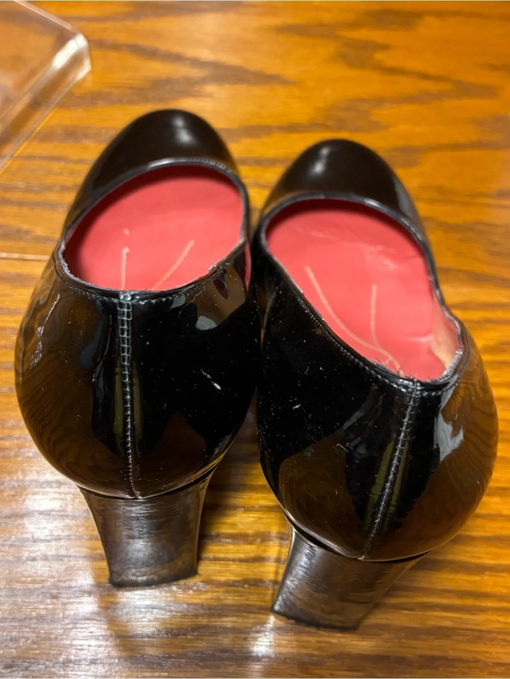 Kate Spade ITALY MADE Black Patent Leather Block Heel Pumps Size 6